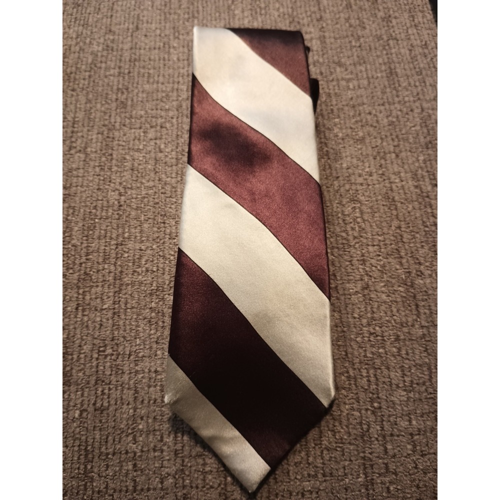 Prima‎ Italy Mens Tie Brown White Striped